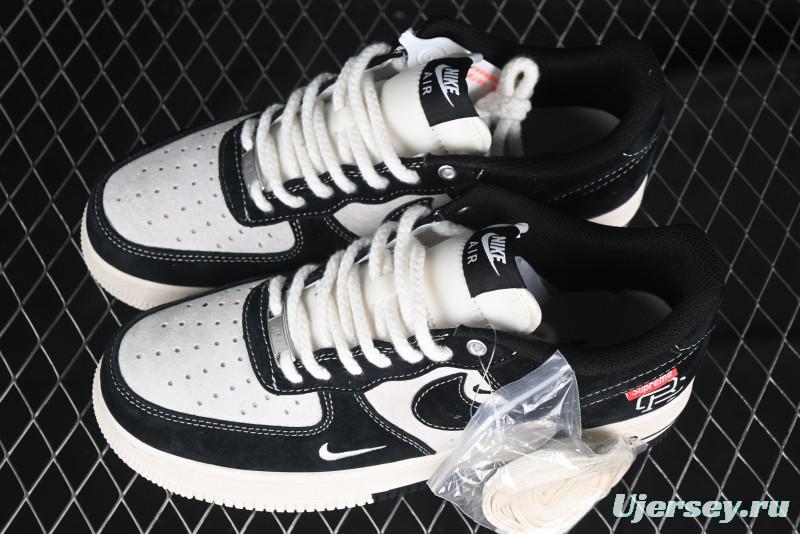 Nike Air Force 1 '07 Low Supreme Champion Collaboration Beige Black Mini Swoosh Casual Sneakers - SJ6698-019