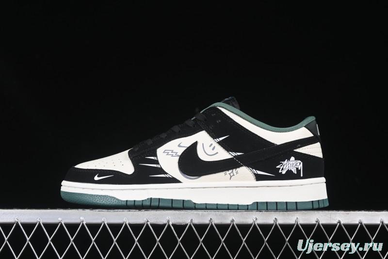 Nike SB Dunk Low Stussy Series Graffiti Black Swoosh Anniversary Custom Low-Top Casual Skate Shoes - KK1333-035