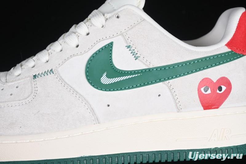 Nike Air Force 1 '07 Low CDG Play Collaboration Green Swoosh Low-Top Casual Sneakers - DF0188-033