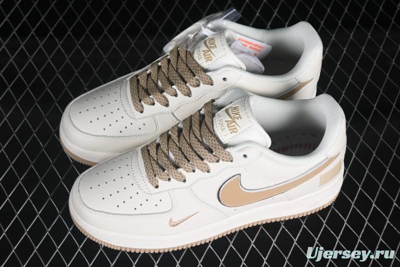 Nike Air Force 1 '07 Low QR Code Metallic Gold Star Sneakers Low-Top Casual Shoes - CU1836-965