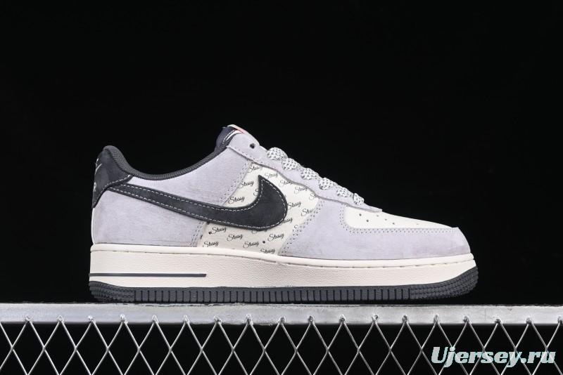 Nike Air Force 1 '07 Low Stussy Collaboration Pig Skin Swoosh Logo Low-Top Casual Sneakers - XS1958-501