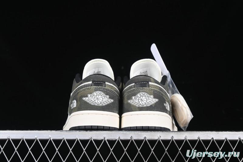 Nike Air Jordan 1 Low AJ1 The North Face Collaboration Dark Camouflage Custom High-End Retro Basketball Shoes - DM9188-013