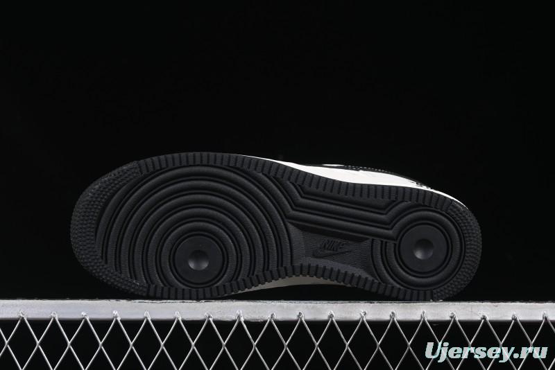 Nike Air Force 1 '07 Low Stussy Collaboration Black Leather Low-Top Casual Sneakers - HH7518-045