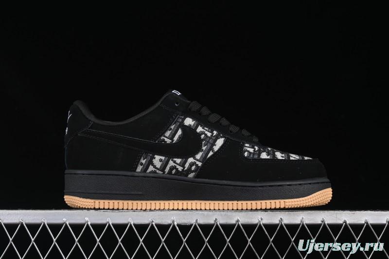 Nike Air Force 1 '07 Low Dior Collaboration Black Gum Knit Casual Sneakers - KK1988-058
