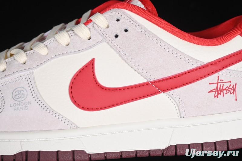Nike SB Dunk Low Stussy Anniversary Edition Custom Sneakers with Red Swoosh - KK1333-021