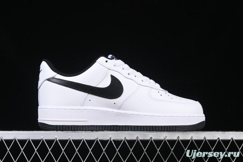 Nike Air Force 1 '07 Low White Black Swoosh Casual Sneakers - 315122-103