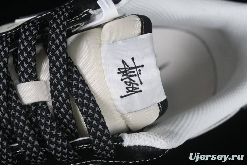 Nike Air Force 1 '07 Low Stussy Collaboration Grey Blue Black Leather Low-Top Casual Sneakers - XZ6188-199