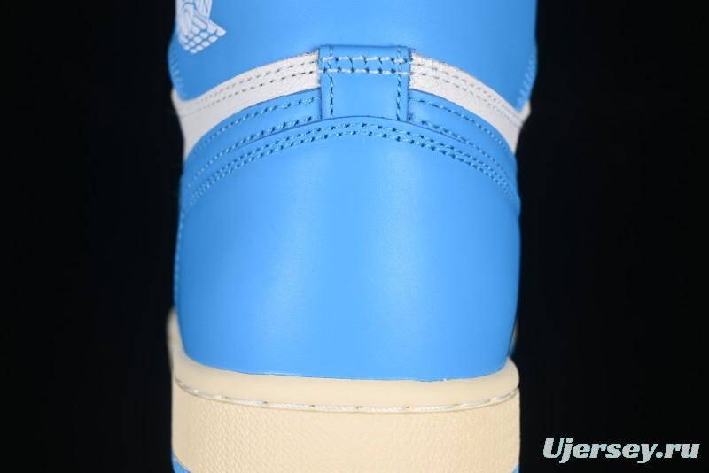 Nike Air Jordan 1 High OG "UNC Reimagined" Retro Basketball Shoes with Cracked Leather and Vintage Midsole - DZ5485-402