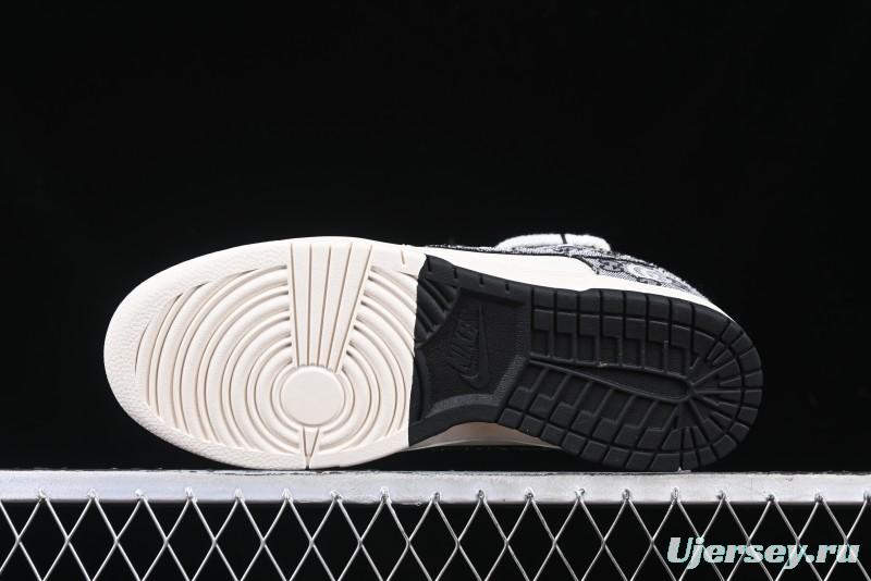 Nike SB Dunk Low Gucci Collaboration Grey Jacquard Swoosh Anniversary High-End Custom Low-Top Casual Skate Shoes - YX5066-215