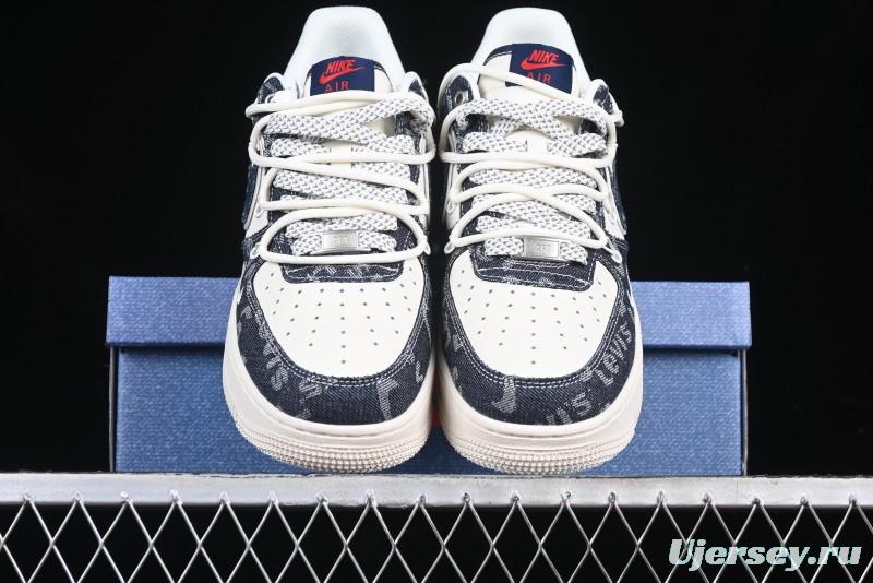 Nike Air Force 1 '07 Low Levi's Collaboration Light Blue Denim Drawstring Casual Sneakers - SJ1198-900