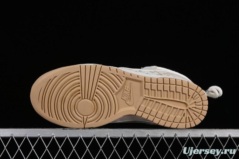 Nike SB Dunk Low LV Collaboration - Yellow Denim Print Anniversary High-End Custom Low-Top Casual Sneakers - SJ2068-247