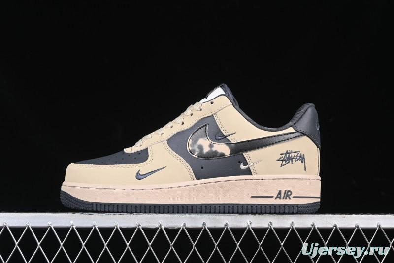 Nike Air Force 1 '07 Low Stussy Collaboration Grey Fog Swoosh Low-Top Casual Sneakers - KK1988-033