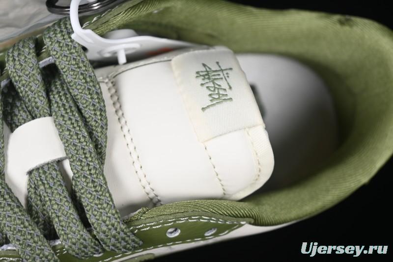 Nike Travis Scott x Fragment Design x Air Jordan 1 Low OG SP AJ1 Stussy Collaboration Bamboo Green Low-Top Casual Sneakers - BB1199-201