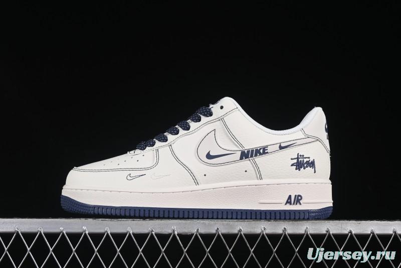 Nike Air Force 1 '07 Low Stussy Collaboration Grey Swoosh Casual Sneakers - HH7518-063