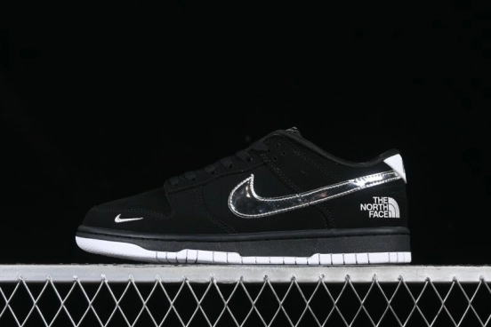 Nike SB Dunk Low The North Face Collaboration Black Warrior Silver Swoosh Anniversary Custom Low-Top Skate Shoes - KK1333-024