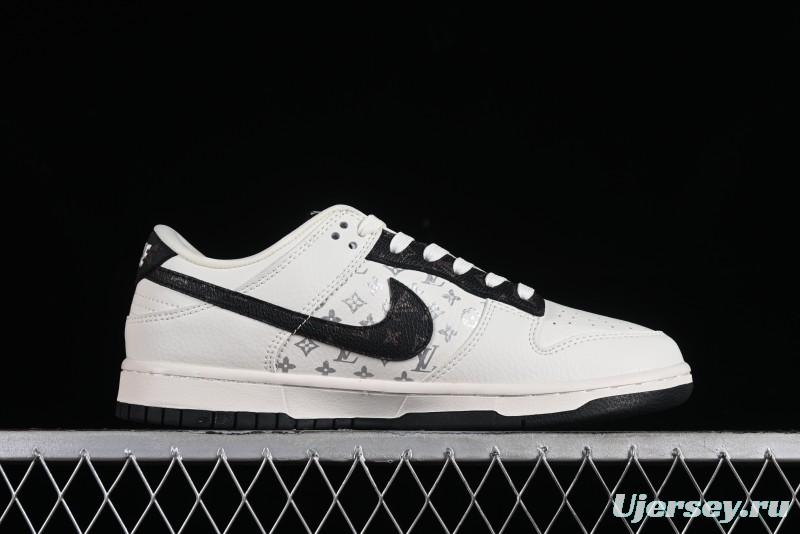 Nike Dunk Low LV Collaboration - Monogram Beige Black Hook SB Low Top Casual Skate Shoes - FC1688-189