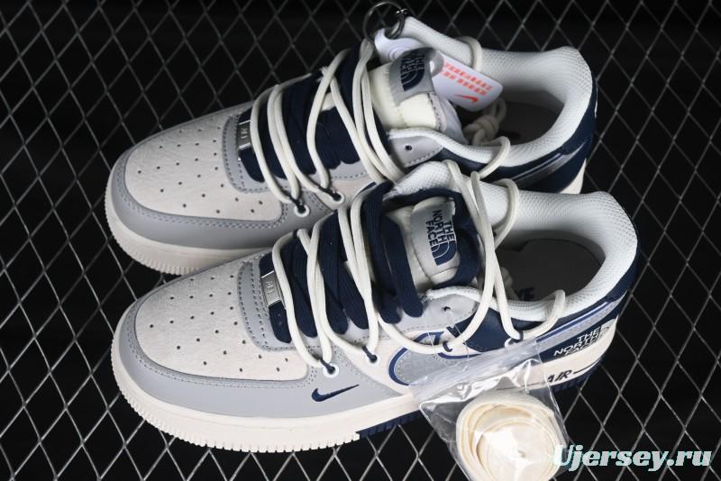 Nike Air Force 1 '07 Low The North Face Collaboration Grey Blue Lace-Up Low-Top Casual Sneakers - DM6688-024
