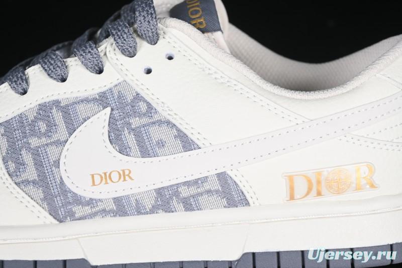 Nike SB Dunk Low Dior x Stone Island Triple Collaboration - Anniversary High-End Custom Low-Top Casual Sneakers - DM6868-043