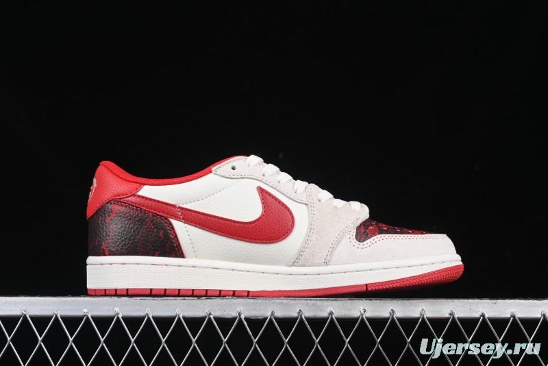 Nike Travis Scott x Fragment Design x Air Jordan 1 Low OG SP AJ1 Supreme Collaboration China Red Low-Top Casual Sneakers - DM7866-076