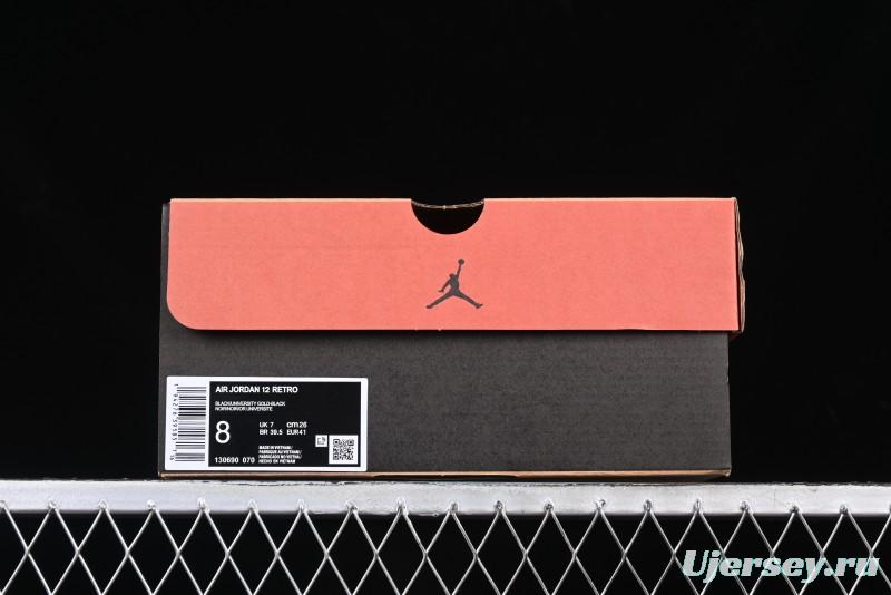 Nike Air Jordan 12 Retro Basketball Shoes in Black and Yellow - 130690-070