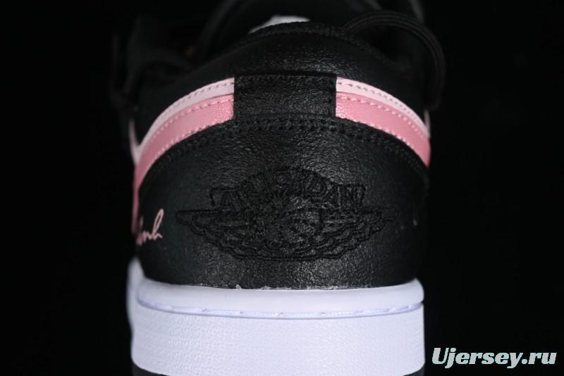Nike Air Jordan 1 Low AJ1 Retro Basketball Shoes with Black Pink Bow Design - DX4374-008
