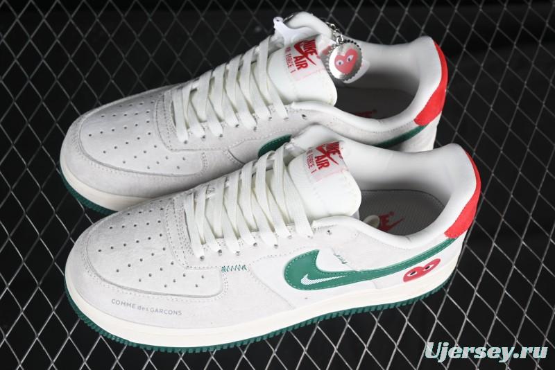 Nike Air Force 1 '07 Low CDG Play Collaboration Green Swoosh Low-Top Casual Sneakers - DF0188-033