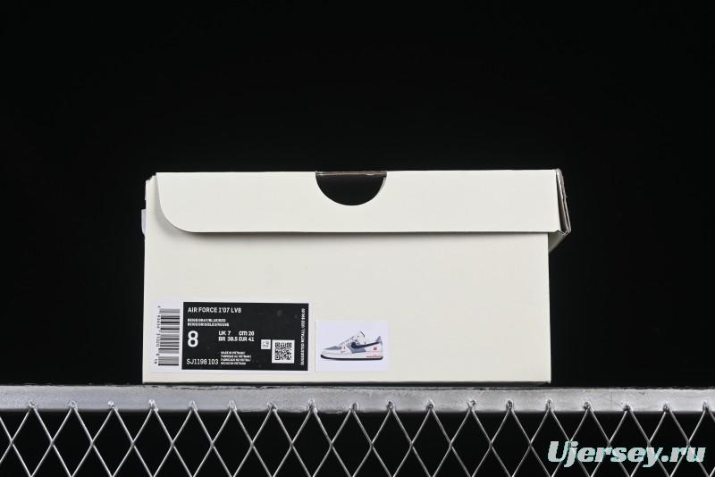 Nike Air Force 1 '07 Low UN Collaboration White Blue Lace-Up Casual Sneakers - SJ1198-103