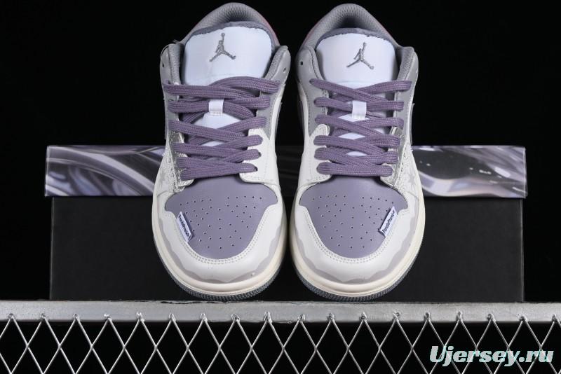 Nike Air Jordan 1 Low AJ1 Retro Basketball Shoes with Panda Mischief Modern Floral Design - 553560-053