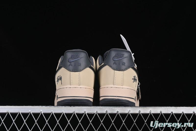 Nike Air Force 1 '07 Low Stussy Collaboration Grey Fog Swoosh Low-Top Casual Sneakers - KK1988-033