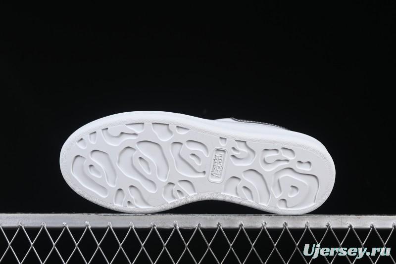 Alexander McQueen Oversized Sneakers with Mirror Silver Heel - White Leather Lace-Up Shoes