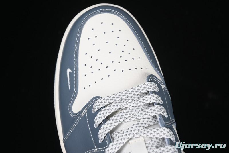 Nike Air Jordan 1 Low Stussy Collaboration - Grey Swoosh Retro Basketball Shoes - XX3318-503