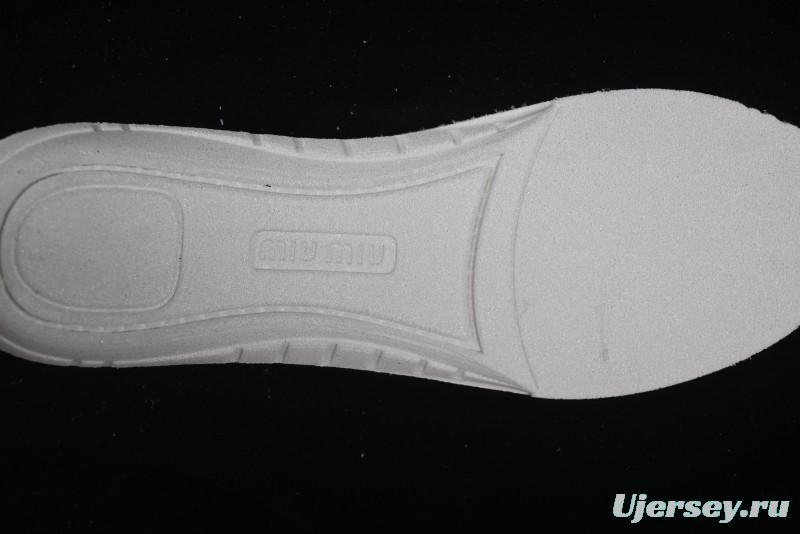 Miu Miu Suede Round Toe Lace-Up Women's Low-Top Casual Shoes - 99D4