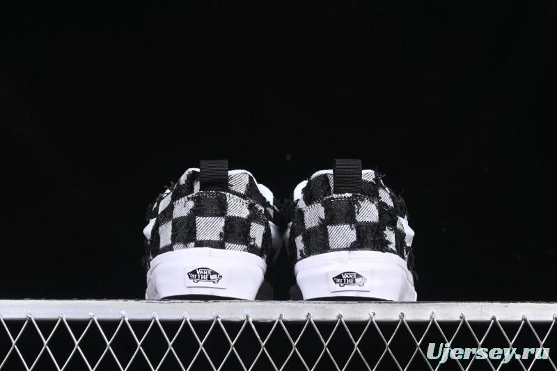 Vans Knu Skool Checkerboard Washed Denim Low-Top Casual Skate Shoes - VN000CS0239