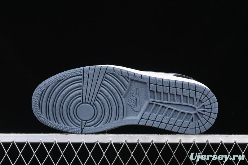 Nike Air Jordan 1 Low Stussy Collaboration - Grey Swoosh Retro Basketball Shoes - XX3318-503