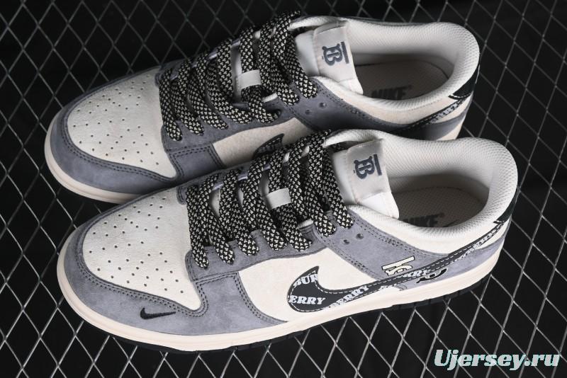 Nike SB Dunk Low Anniversary Edition Customized Sneakers with Grey Swoosh Logo - DJ2024-083
