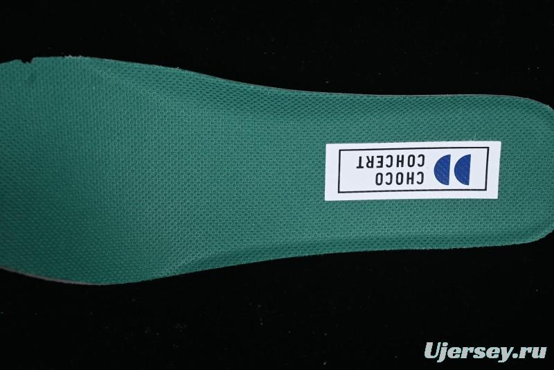 Choco Concert Leather Round Square Asymmetric Fashion Sneakers White Green - AJE5