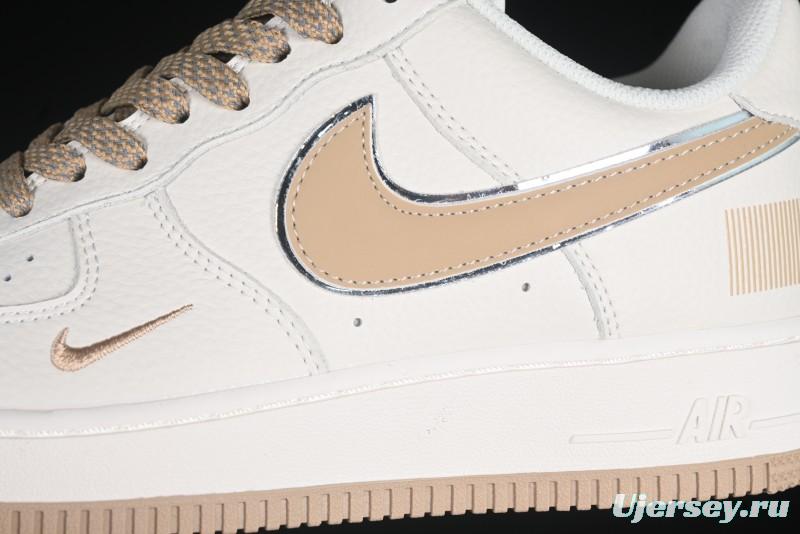 Nike Air Force 1 '07 Low QR Code Metallic Gold Star Sneakers Low-Top Casual Shoes - CU1836-965