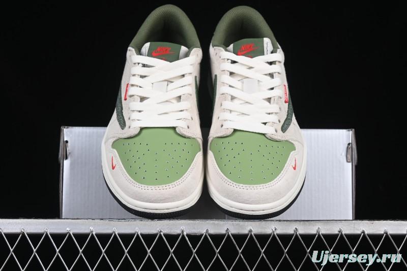 Nike Travis Scott x Fragment Design x Air Jordan 1 Low OG SP AJ1 Snake Year Limited Edition Low-Top Casual Sneakers - DM7866-075