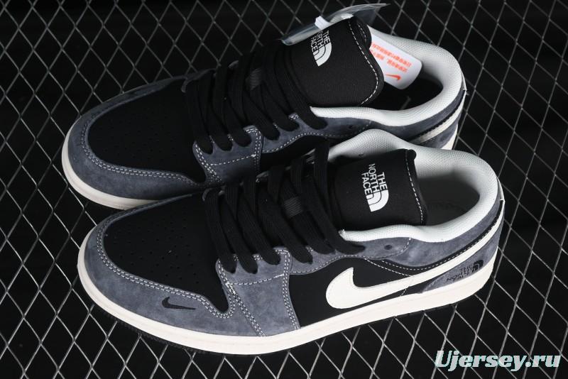 Nike Air Jordan 1 Low The North Face Collaboration Black Grey White Swoosh High-End Custom Retro Basketball Shoes - XX3318-510