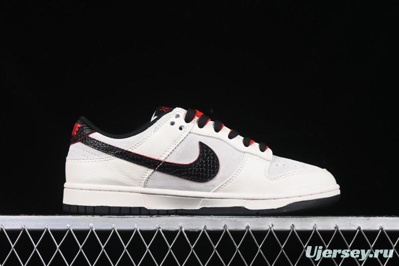Nike SB Dunk Low Year of the Snake Series - Black Snakeskin with Black Swoosh Anniversary Custom Low-Top Casual Skate Shoes - DM6868-012