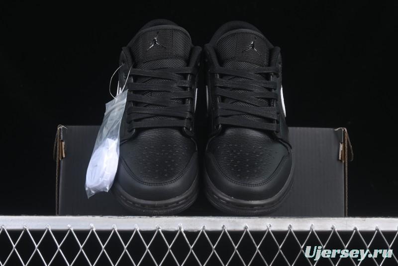 Nike Air Jordan 1 Low AJ1 Basketball Shoes in Black and White Canvas and Leather - HV5968-001
