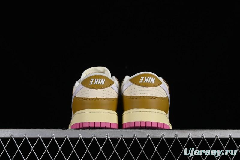 Nike Dunk Low "Just Do It" SB Low-Top Casual Skate Shoes in Coconut Milk and Pink - FD8683-700