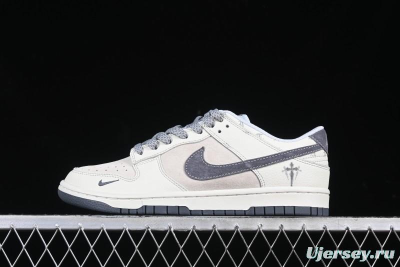 Nike SB Dunk Low Chrome Hearts Collaboration Cross Print Grey Swoosh Anniversary Custom Low-Top Casual Sneakers - DJ2024-064