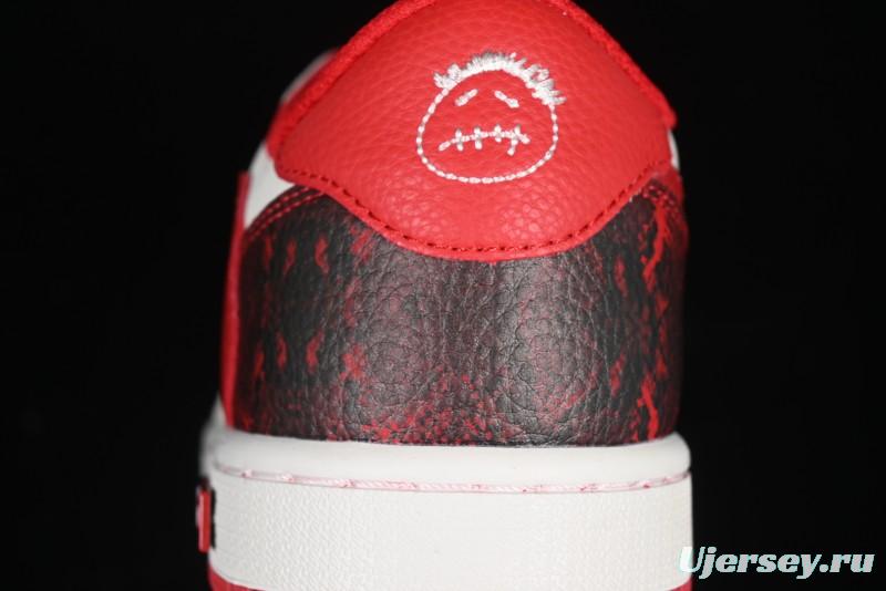 Nike Travis Scott x Fragment Design x Air Jordan 1 Low OG SP AJ1 Supreme Collaboration China Red Low-Top Casual Sneakers - DM7866-076