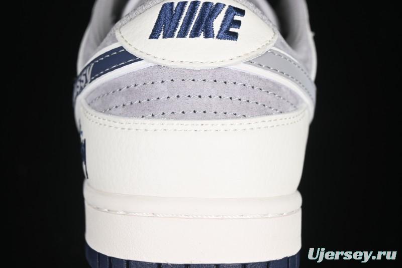 Nike SB Dunk Low Stussy Collaboration Beige Grey Print Grey Swoosh Anniversary Custom Low-Top Casual Skate Shoes - DM6868-009