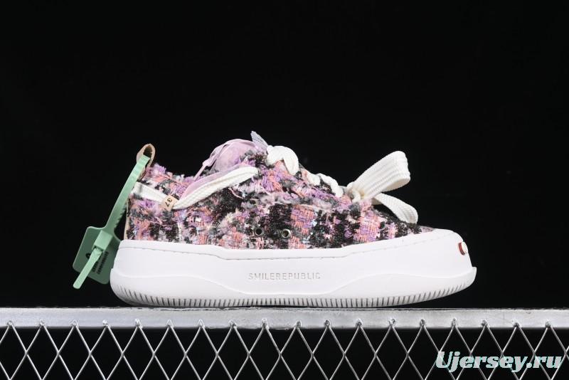 SMILEREPUBLIC SMILE Canvas Sneakers with Cut Wool Fringe and Unique Weaving - G.D4