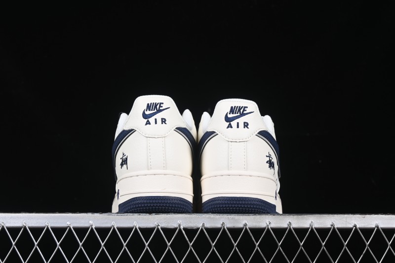 Nike Air Force 1 '07 Low Stussy Collaboration - Navy Blue & Off-White Low-Top Casual Sneakers - XZ3328-568