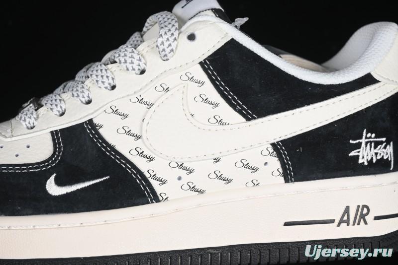 Nike Air Force 1 '07 Low Stussy Collaboration - Black White Casual Sneakers - XZ6188-671