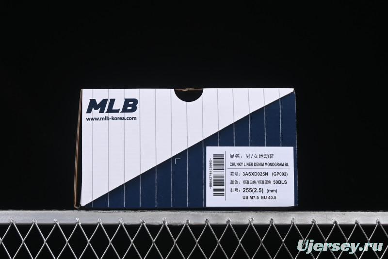 New York Yankees MLB Chunky Liner Denim Monogram Lightweight Elevated Platform Casual Sneakers - 3ASXD025N50BLS