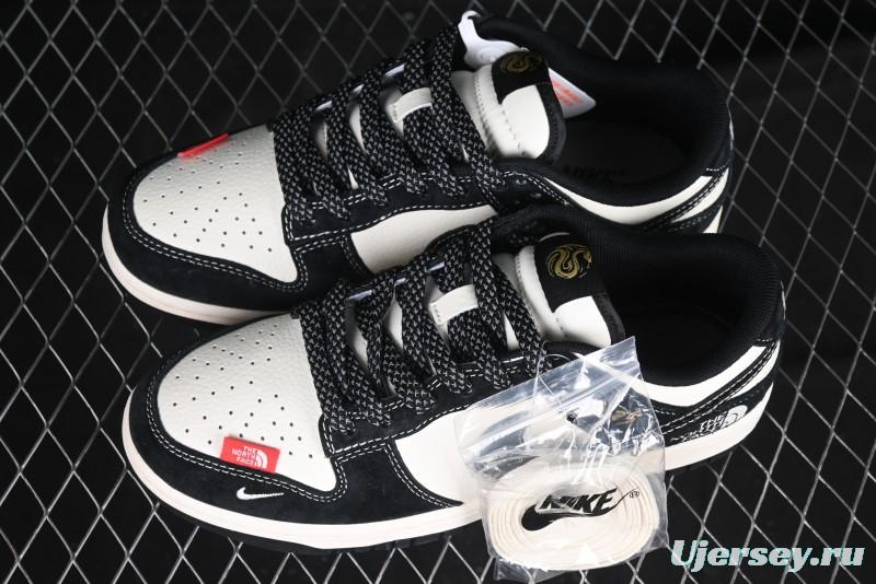 Nike SB Dunk Low The North Face Year of the Snake Black White Black Swoosh Anniversary Custom Low-Top Casual Sneakers - FC1688-210